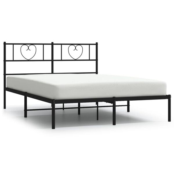 vidaXL Metal Bed Frame without Mattress with Headboard Black 120x200cm