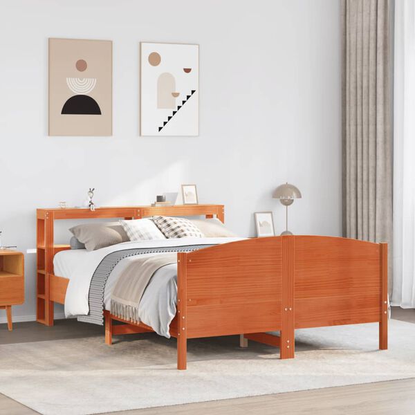 vidaXL Bed Frame without Mattress Wax Brown 120x190 cm Small Double Solid Wood Pine