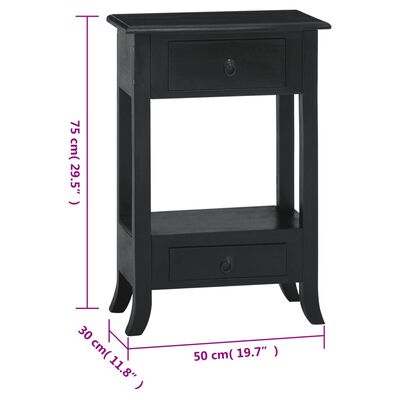 vidaXL Console Table with Drawers Black 50x30x75 cm Solid Wood Mahogany