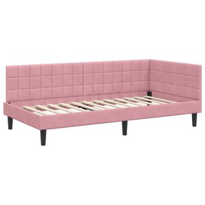 vidaXL Corner Bed Frame with Headboard Pink 90 x 200 cm Velvet