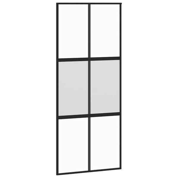 vidaXL Sliding Door with Hardware Set 90x205 cm Tempered Glass&Aluminium