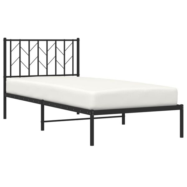 vidaXL Metal Bed Frame without Mattress with Headboard Black 90x200cm