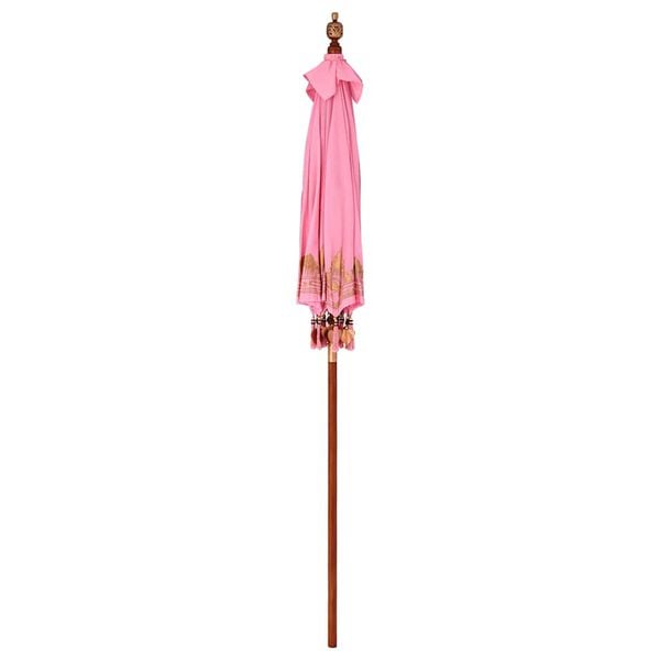 vidaXL Balinese Parasol Pink (180-190) x 260 cm Cotton and Wood