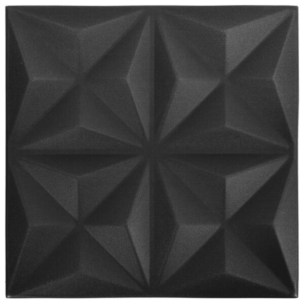 vidaXL 3D Wall Panels 48 pcs 50x50 cm Origami Black 12 m&sup2;