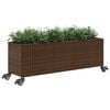 vidaXL Garden Planter with Wheels and 3 Pots Brown 107x32x38 cm Poly Rattan