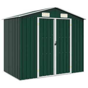 vidaXL Garden Shed Green 205x129x183 cm Galvanised Steel