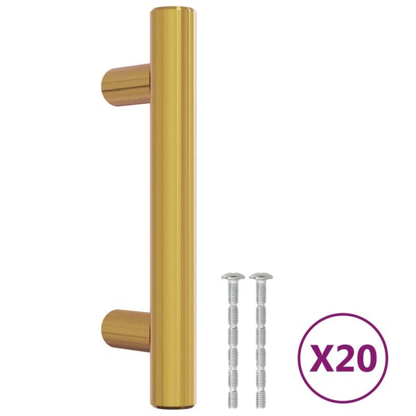 vidaXL Cabinet Handles 20 pcs Gold 64 mm Stainless Steel