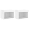 vidaXL Bedside Cabinets with LED Lights Wall-mounted 2 pcs White