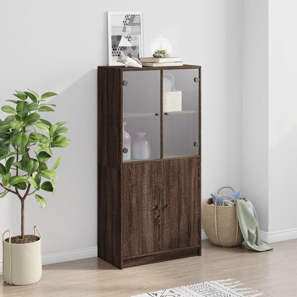 vidaXL Highboard with Doors Brown Oak 68x37x142 cm Engineered Wood