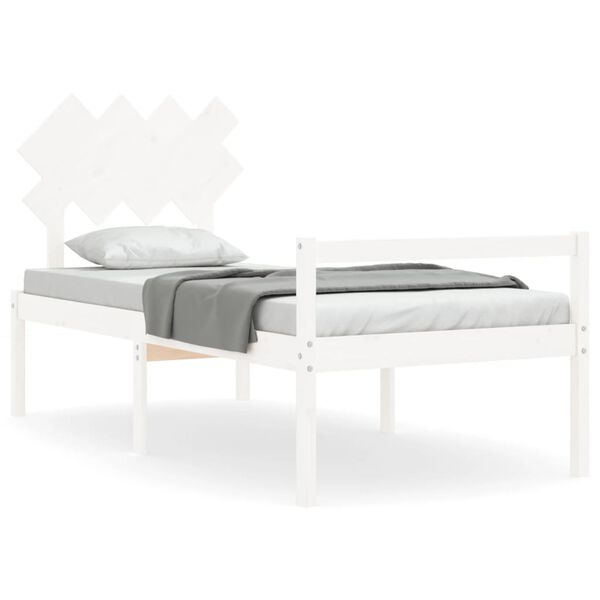 vidaXL Senior Bed without Mattress White 90x200 cm Solid Wood