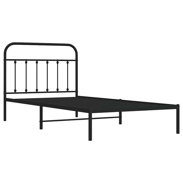 vidaXL Metal Bed Frame without Mattress with Headboard Black 100x200cm