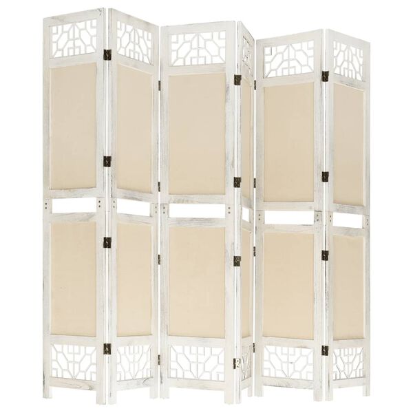 vidaXL 6-Panel Room Divider Cream 210x165 cm Fabric