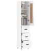 vidaXL Highboard High Gloss White 34.5x34x180 cm Engineered Wood