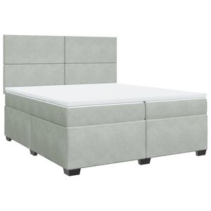 vidaXL Box Spring Bed with Mattress Light Grey 200x200 cm Velvet