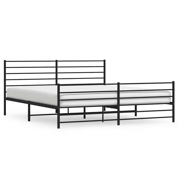 vidaXL Metal Bed Frame without Mattress with Footboard Black 193x203cm