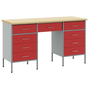 vidaXL Work Cabinet with Drawer 3 pcs Red Engineered Wood and Steel