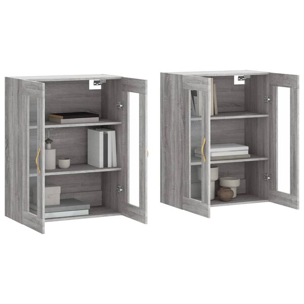 vidaXL Wall Mounted Cabinets 2 pcs Grey Sonoma Engineered Wood