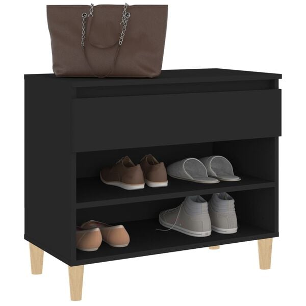 vidaXL Shoe Cabinet Black 70x36x60 cm Engineered Wood