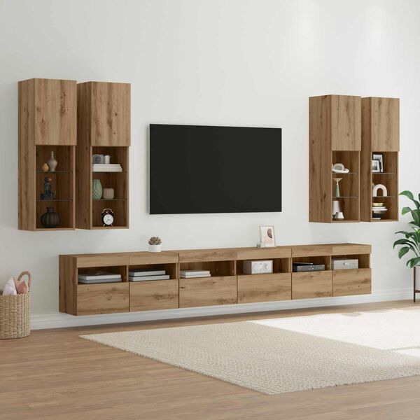 vidaXL TV Wall Cabinet Set 7 pcs Artisan Oak Engineered Wood