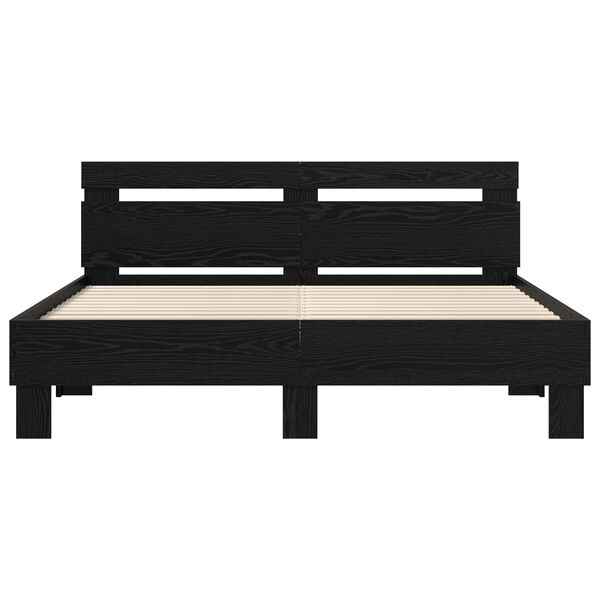 vidaXL Bed Frame with Headboard Black Oak 140 x 200 cm Engineered Wood