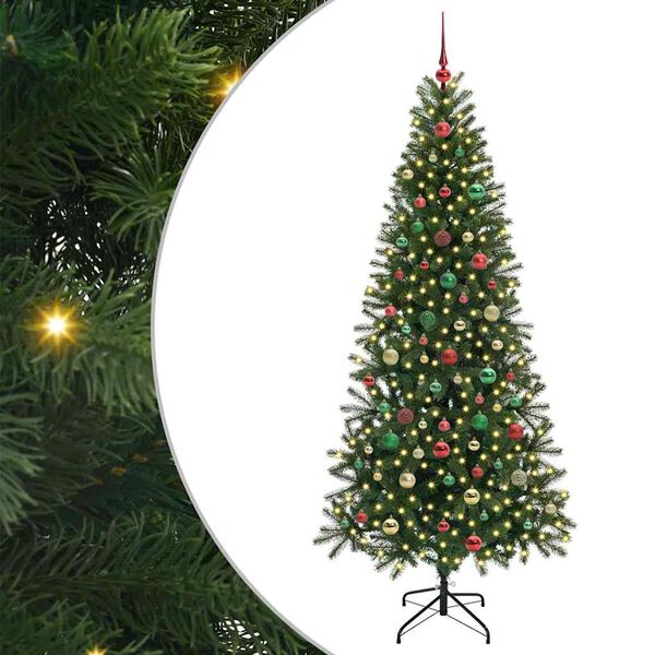 vidaXL Artificial Christmas Tree with 300 LEDs Green 180 cm PE and PVC