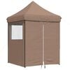 vidaXL Foldable Party Tent Pop-Up with 4 Sidewalls Brown