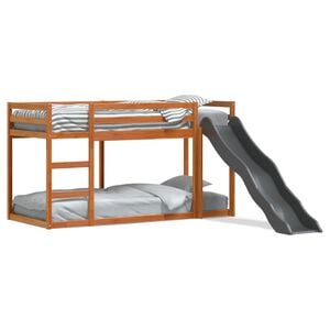 vidaXL Bunk Bed with Slide&Ladder without Mattress Wax Brown 75x190 cm Small Single