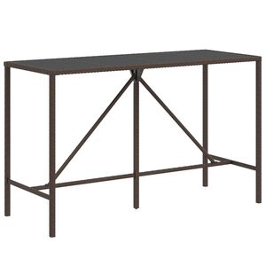 vidaXL Bar Table with Glass Top Brown 180x70x110 cm Poly Rattan