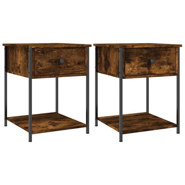 vidaXL Bedside Tables 2 pcs Smoked Oak 44x45x58 cm Engineered Wood