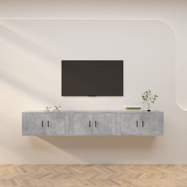 vidaXL Wall-mounted TV Cabinets 3 pcs Concrete Grey 80x34.5x40 cm