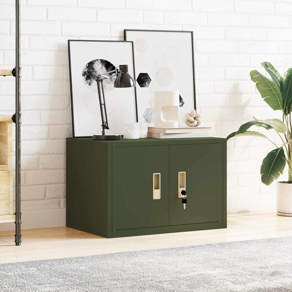 vidaXL Storage Cabinet Olive Green 60 x 40 x 40 cm Steel
