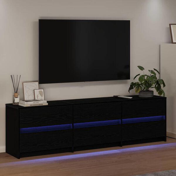 vidaXL TV Units 2 pcs Black Oak 180 x 34 x 50 cm Engineered Wood