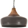 vidaXL Industrial Hanging Lamp Grey Iron & Solid Wood 35 cm E27