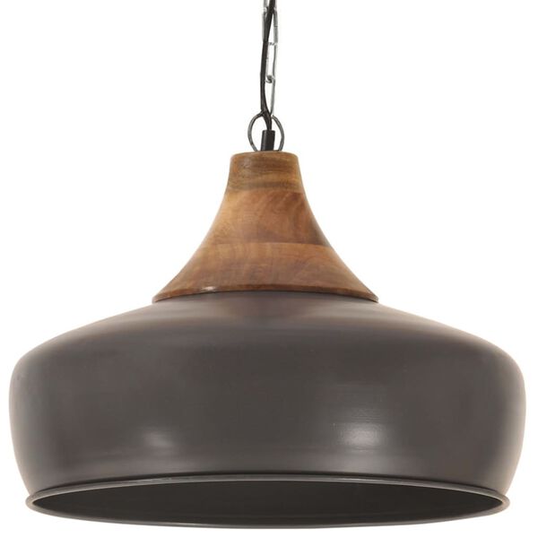 vidaXL Industrial Hanging Lamp Grey Iron & Solid Wood 35 cm E27