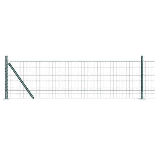 vidaXL Fence with Posts Green 0.6 x 10 m Steel