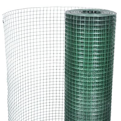 vidaXL Chicken Wire Fence Galvanised with PVC Coating 10x1 m Green