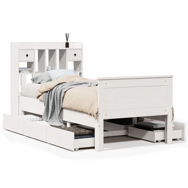 vidaXL Bookcase Bed without Mattress White 90x190 cm Single Solid Wood Pine