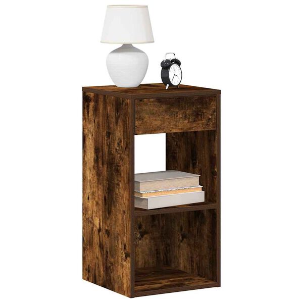 vidaXL Bedside Cabinet with Drawer Smoked Oak 35x34x66.5 cm