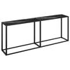 vidaXL Console Table Black Marble 200x35x75.5cm Tempered Glass