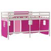 vidaXL Kids' Loft Bed with Curtains without Mattress Pink 90x190cm
