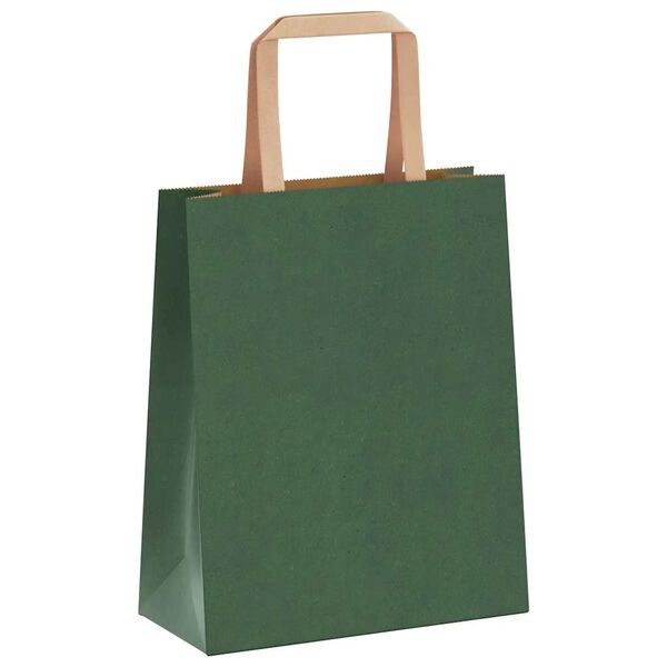 vidaXL Paper Bags 50 pcs with Handles Green 18x8x22 cm