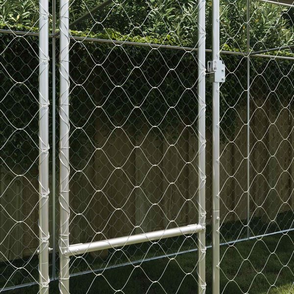 vidaXL Dog Cage with Roof Silver 600 x 200 x 258 cm Steel and PE