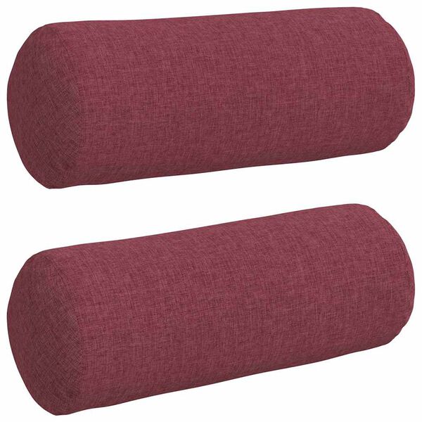 vidaXL Bolster Pillows 2 pcs Wine Red Ø 15 x 40 cm Fabric