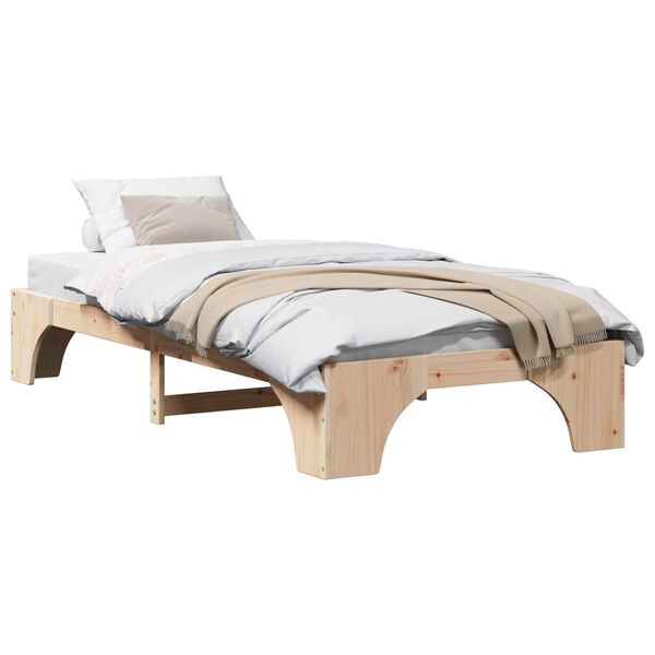vidaXL Bed Frame Natural 80 x 200 cm Solid Pine Wood