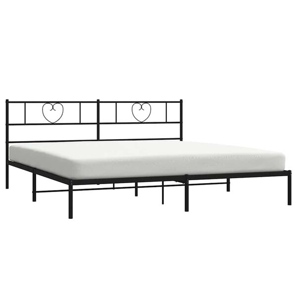 vidaXL Metal Bed Frame without Mattress with Headboard Black 183x213cm