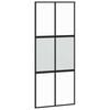 vidaXL Sliding Door Black 90x205 cm Tempered Glass and Aluminium