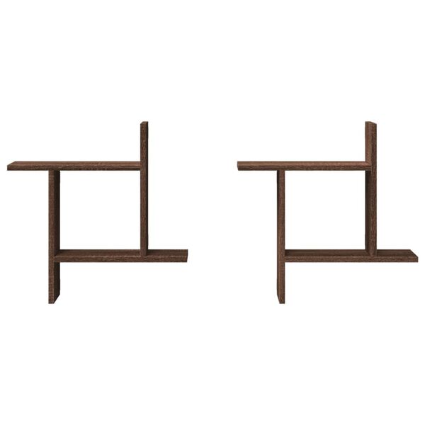 vidaXL Wall Shelves 2 pcs Brown Oak 50x12x50 cm Engineered Wood
