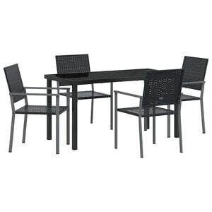vidaXL Garden Dining Set 5 pcs Black PE Rattan