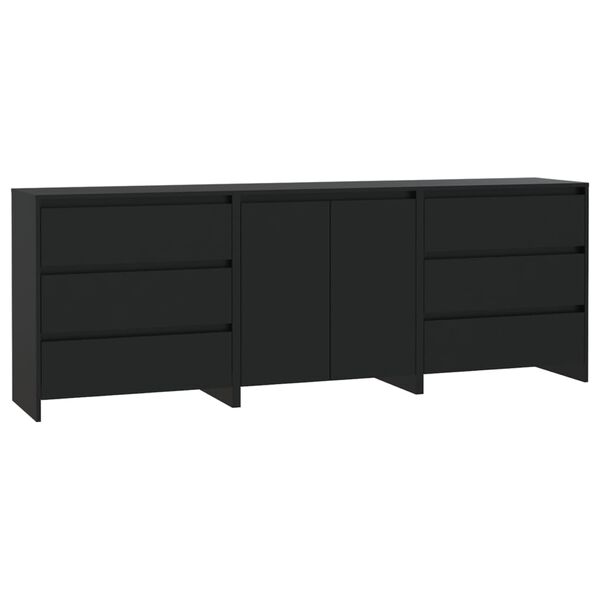 vidaXL 3 Piece Sideboard Black Engineered Wood