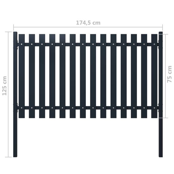 vidaXL Fence Panel Anthracite 178x75 cm Powder-coated Steel